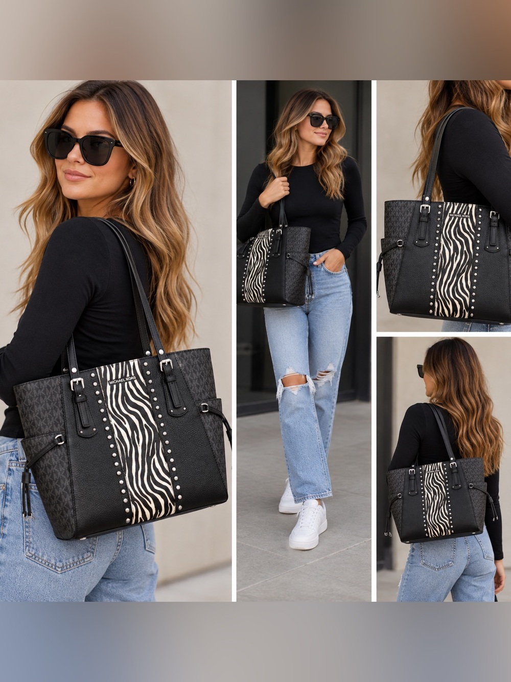 Michael Kors Voyager Tote Bag Zebra Stripe Calf Hair